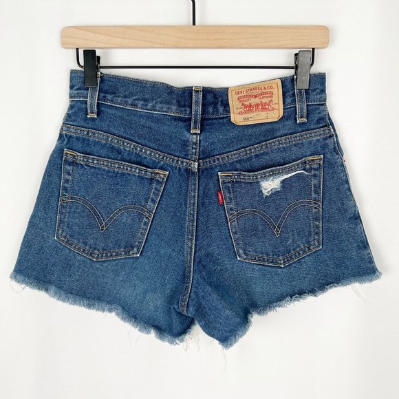 Vintage Re-Done Levi's Rigid High Waisted Denim Jean Shorts Distressed Relaxed 4 - Picture 7 of 8